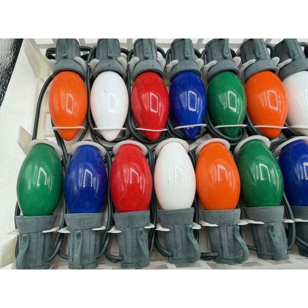Joy Brite Christmas Multicolor Lights Set VTG C9 Glass Box Three Sets Vintage